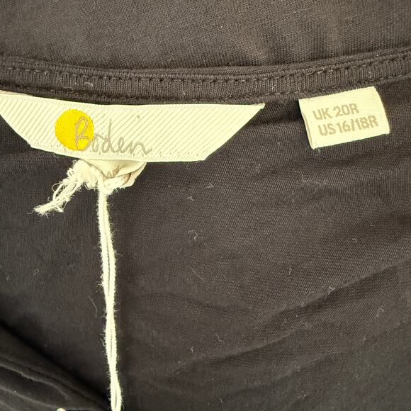 Boden Black Long Sleeve Dress | Deep V-Neck Ruched Waist Midi | Size 16/18R NWT - Picture 4 of 12